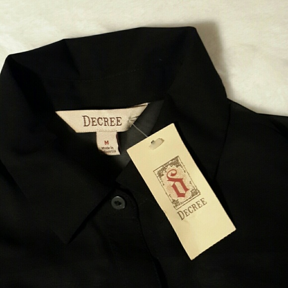 NWT Decree Sheer Black Shirt - Picture 4 of 8